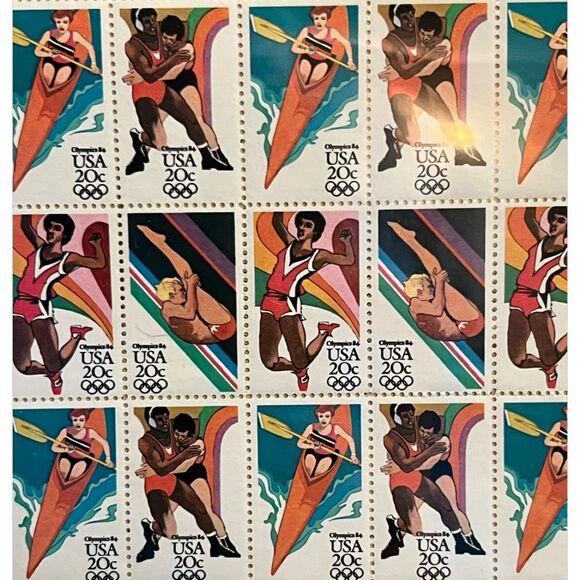 Vintage 1984 MNH Scott Los Angles Olympic MNH 20 C Sheet Stamps Scott #2082-85 - Picture 2 of 2